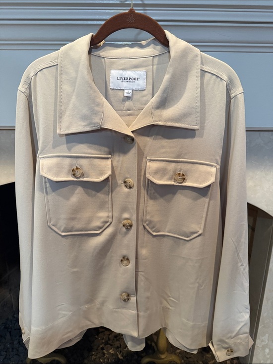 Liverpool Jackets & Blazers - Liverpool Beige Utility Shirt Jacket size Large